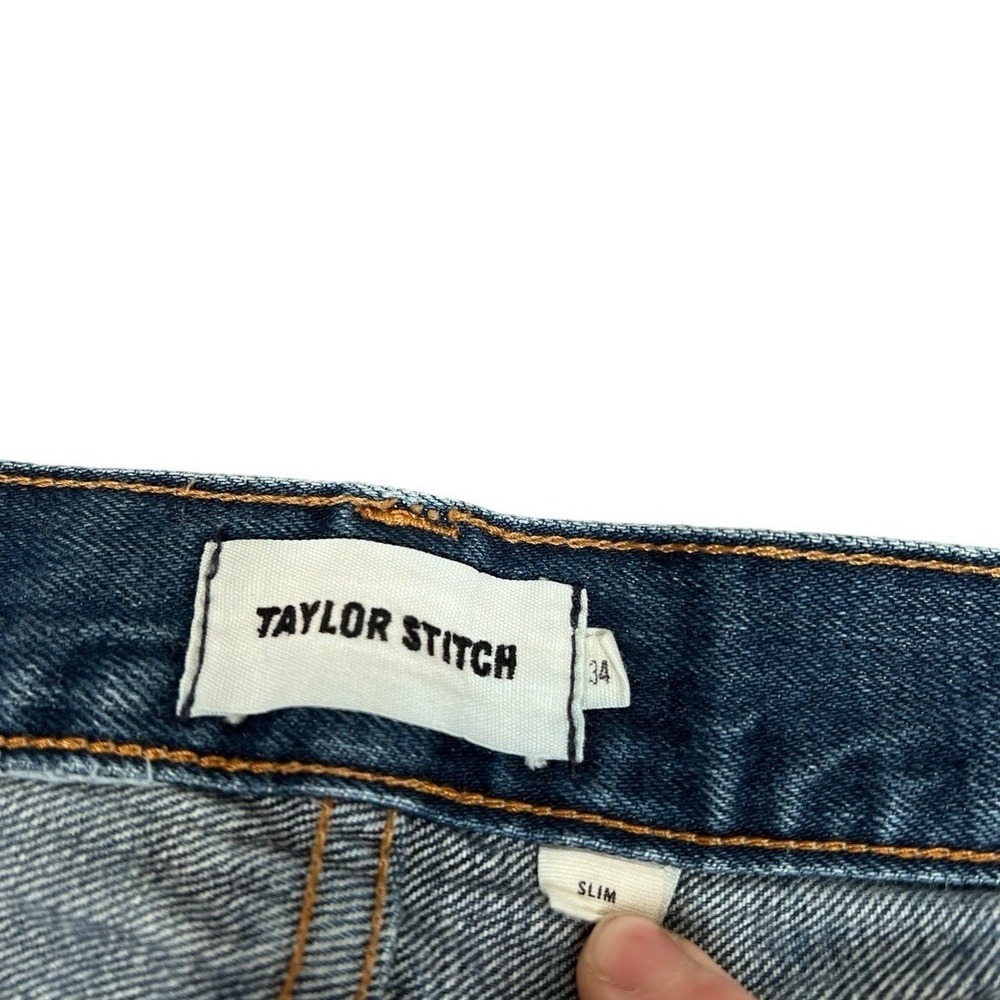 Taylor Stitch Slim Fit Mens Blue Denim Jeans Button Fly Size 34X29 Selvedge - Picture 8 of 9